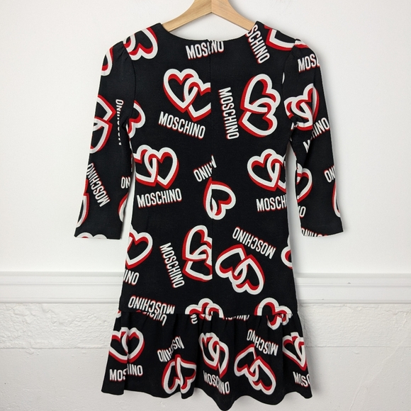 Moschino • Girls Logo Hearts Black Dress - Picture 5 of 9